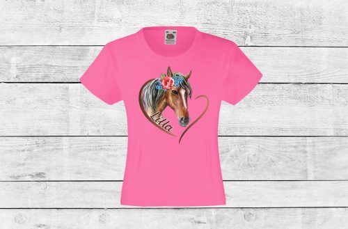 Lovas szíves névvel lányka póló (2. változat)