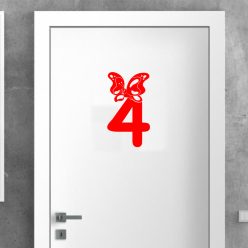 4 szám pillangóval matrica