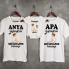 Személyre szabható családi póló szett kisfiú motívummal – baba bodyval