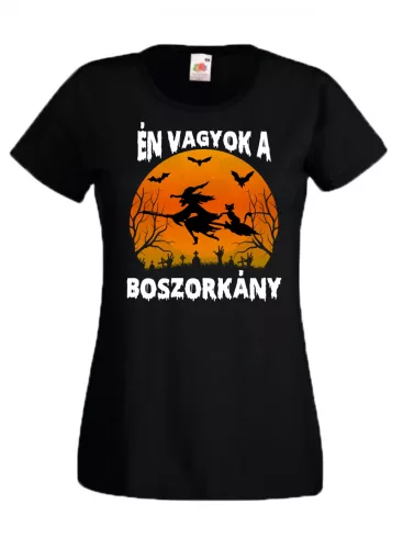 Én vagyok a boszorkány halloween női póló