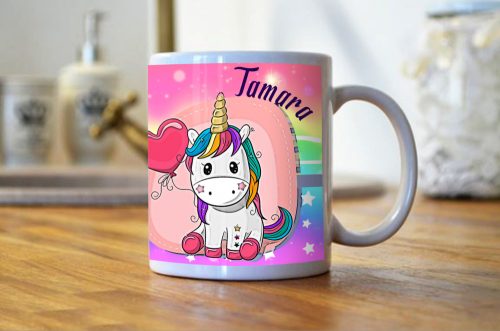 Unikornisos mini bögre saját névvel