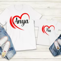   Anya-Fia Páros Póló Szett – Szíves "Anya és Fia" Minta