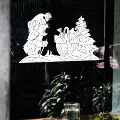   Sünis karácsonyi ablakmatrica – aranyos téli dekoráció ünnepekre