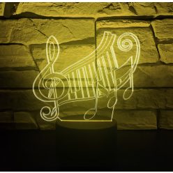 Hangjegy 3D hatású Led lámpa Kontúrgravírozott