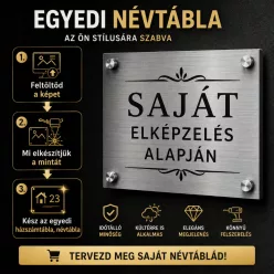   Egyedi gravírozott névtábla saját elképzelés alapján 3mm – Modern házszámtábla több színben