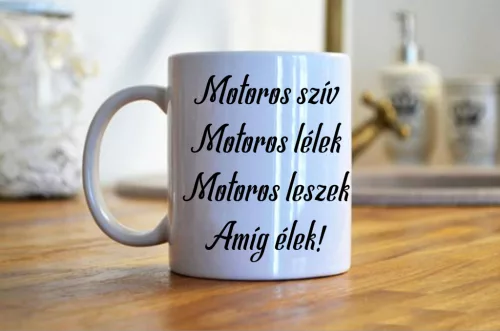 Motoros szív, motoros lélek – személyre szabható ajándék bögre