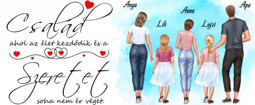 Család ahol az élet kezdődik  személyre szabható bögre (Kislány-Nagylány-Kislány)