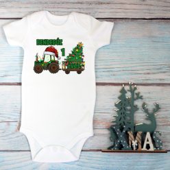 Traktoros karácsonyi szülinapi baba body