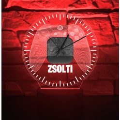 Gamer Controllel 3D hatású órás Led lámpa