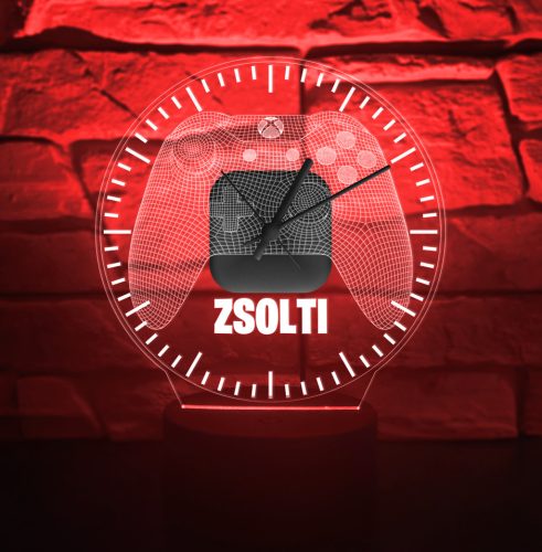 Gamer Controllel 3D hatású órás Led lámpa