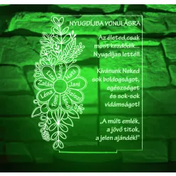  Nyugdíjas 3D LED lámpa virágszirmokkal – egyedi emlékajándék