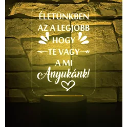   Az életünkben az a legjobb, hogy te vagy a mi Anyukánk 3D hatású led lámpa