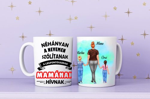 Egyedi Mama-Unokái bögre Fiú-Kislány