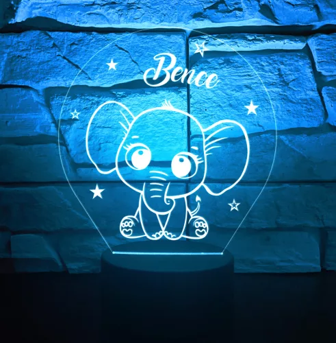 Elefántos 7 színű 3D LED lámpa