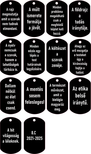Ballagási kulcstartó, két oldalon gravírozott