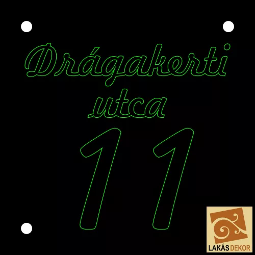 Utca név, házszám LED tábla kontúrgravírozott