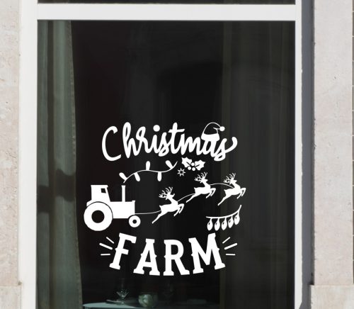 Traktoros karácsonyi ablakmatrica – Christmas Farm különleges ünnepi dekoráció