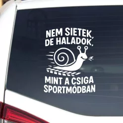   Nem sietek, de haladok – mint a csiga sportmódban! Vicces autósmatrica