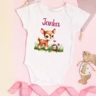 Baba body aranyos őzikés mintával – névre szóló, egyedi ajándék