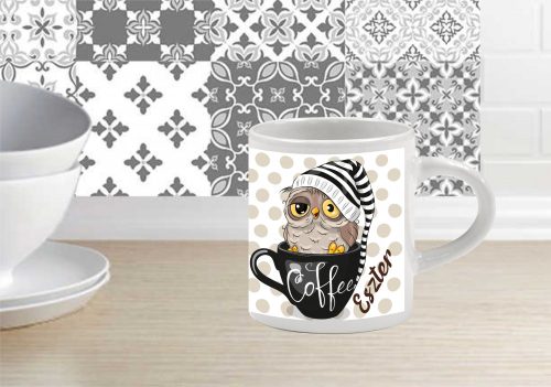 Kávés szív, kávés lélek baglyos kávés bögre