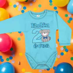 Kutyusos szülinapi baba body saját névvel