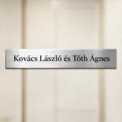   Rozsdamentes acél postaláda névtábla 120x16 mm – Szálcsiszolt fém névtábla gravírozva