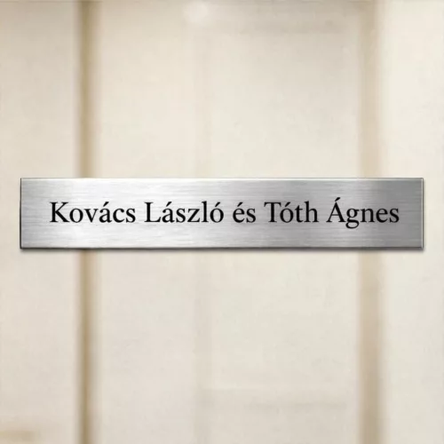 Rozsdamentes acél postaláda névtábla 120x16 mm – Szálcsiszolt fém névtábla gravírozva
