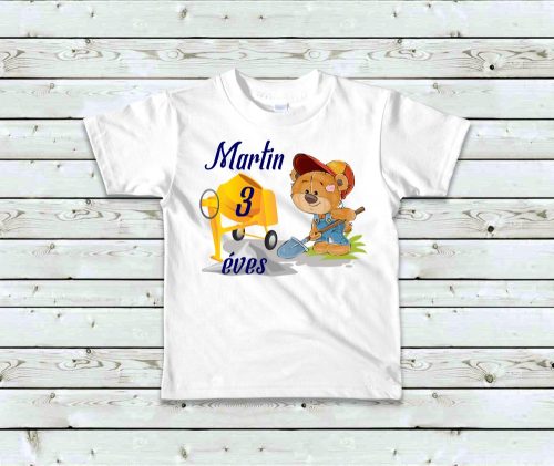 Betonkeverős macis szülinapi baba póló