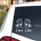 Masnis Ikertündérek – Egyedi Feliratos Prémium Lány Ikerbaba Autómatrica
