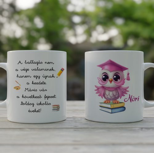 Személyre szóló óvodás ballagási bögre – Baglyos kislányos