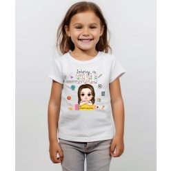   Irány a suli – Személyre szabható lányka póló névvel és iskolás mintával