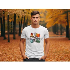 Camping iránytűvel férfi póló