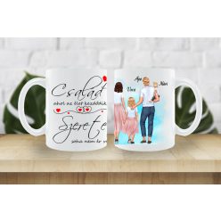 Család ahol az élet kezdődik bögre Kislány-Babalány