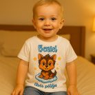 Alvós baba póló névvel – cuki kutyás mintával az édes álmokért
