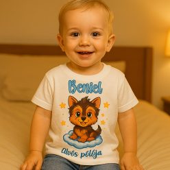  Alvós baba póló névvel – cuki kutyás mintával az édes álmokért
