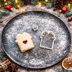Ajándék csomag alakú linzer süti kinyomó forma