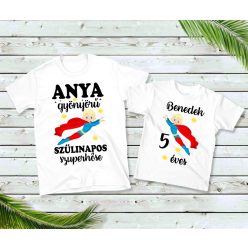 Anya-Fia szülinapi szuperhős páros póló 