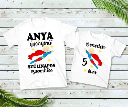 Anya-Fia szülinapi szuperhős páros póló 
