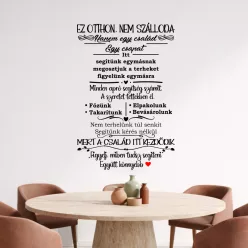   Ez otthon, nem szálloda – Családi Szabályok Inspiráló Szöveges Falmatrica