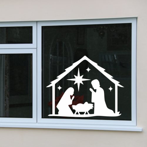 Karácsonyi ablakmatrica – Betlehemi jászol motívummal