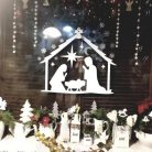 Karácsonyi ablakmatrica – Betlehemi jászol motívummal