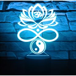  Lótusz 3D hatású led lámpa Telibe gravírozott