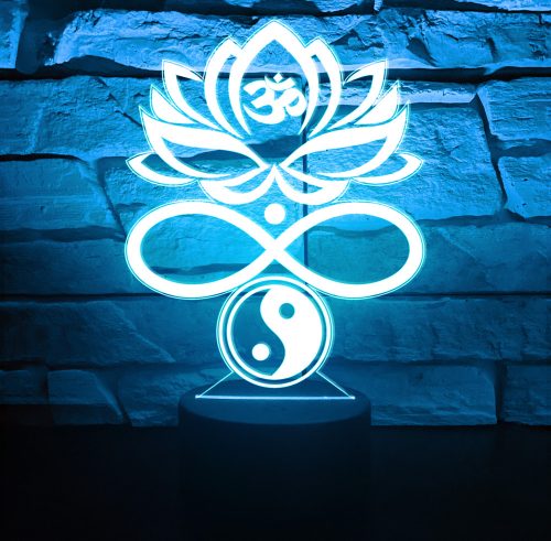  Lótusz 3D hatású led lámpa Telibe gravírozott
