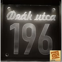 Utca név, házszám LED tábla (Telibe gravírozva)