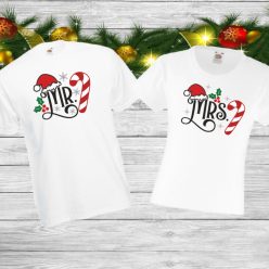 Karácsonyi páros póló – Mr. és Mrs. ünnepi mintával
