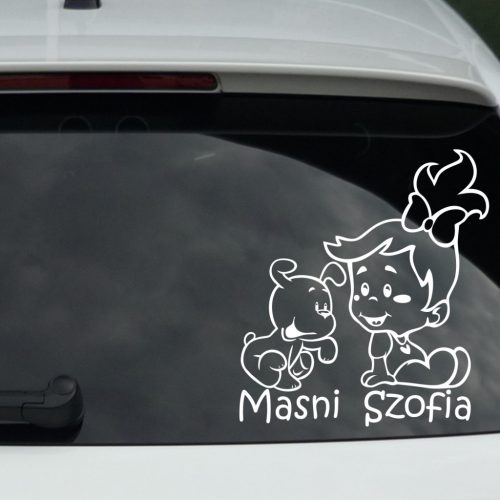 Kislány kutyussal autósmatrica (2.változat)