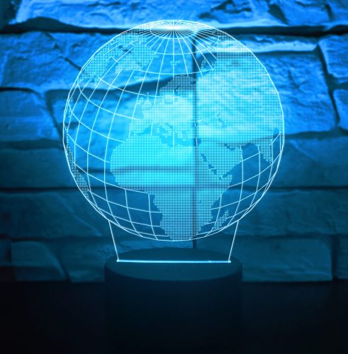 Földgömb 3D hatású Led lámpa 