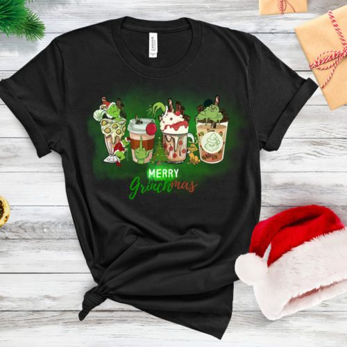 Karácsonyi Grinchmas kávés női póló – Merry Grinchmas mintával