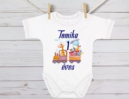 Zsiráfos születésnapi baba body