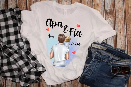 Apa fia személyre szabható férfi póló (Kisfiú)